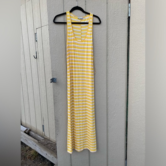 Zara Yellow Striped Maxi Dress Size Medium - Picture 1 of 8